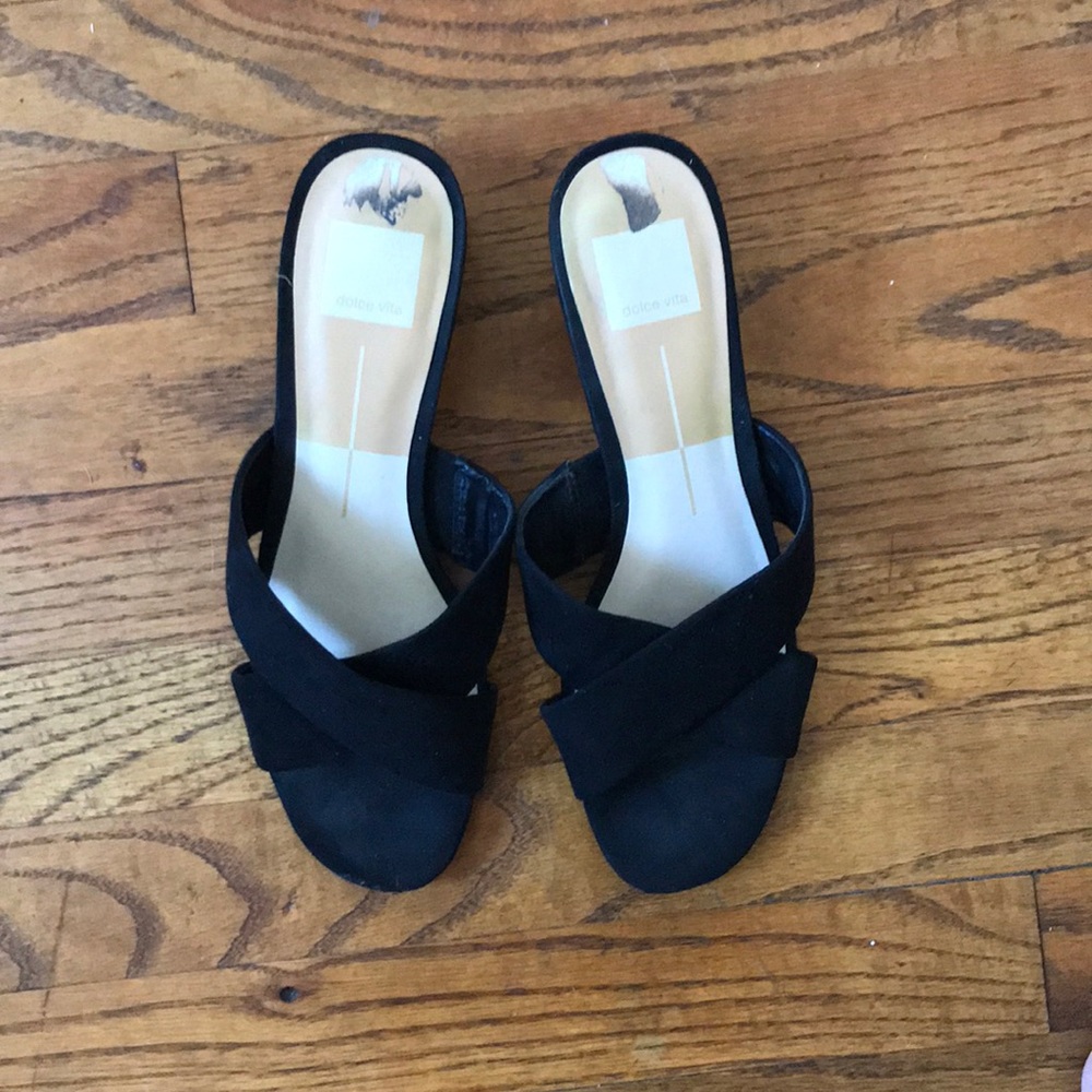 Dolce Vita Black Suede Slides size 8.5